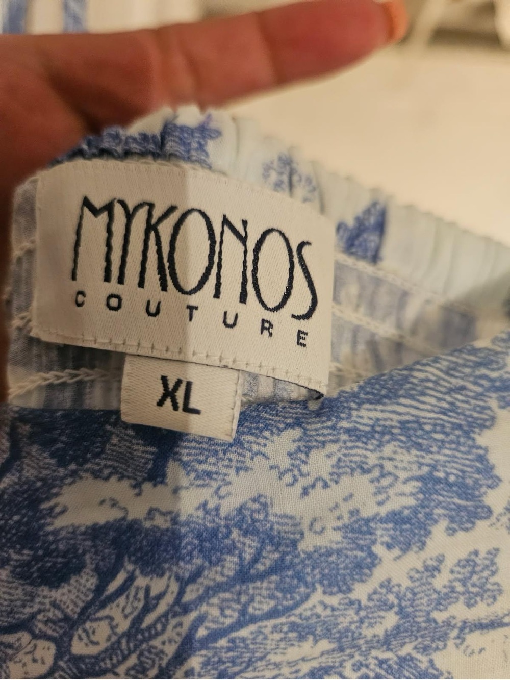 Mykonos Couture Blue & White Printed Top - XL